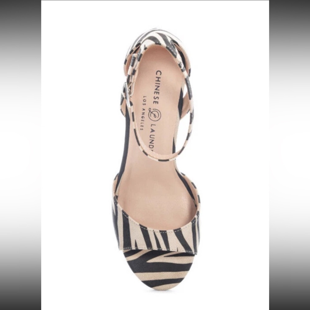 Chinese Laundry Black and Cream Zebra Strappy Heels Size 8.5 NWOT - Picture 2 of 11